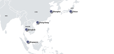 Map of cruise embarkation ports for the Asian region