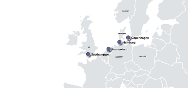 Map of cruise embarkation ports for the Norwegian Fjords